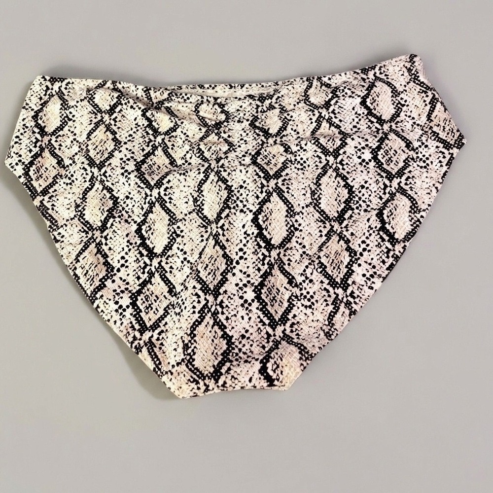 NEW Boho Indie Bikini Bottoms Snakeskin Mid-Rise Women 2X Cream